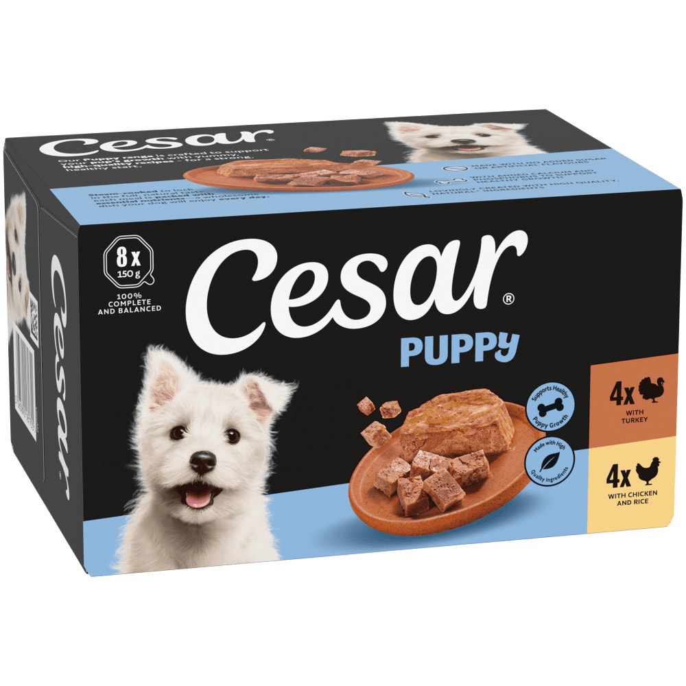 Cesar Classic Terrine Junior Wet Dog Food tray Poultry in Loaf 8 x 150g - 1