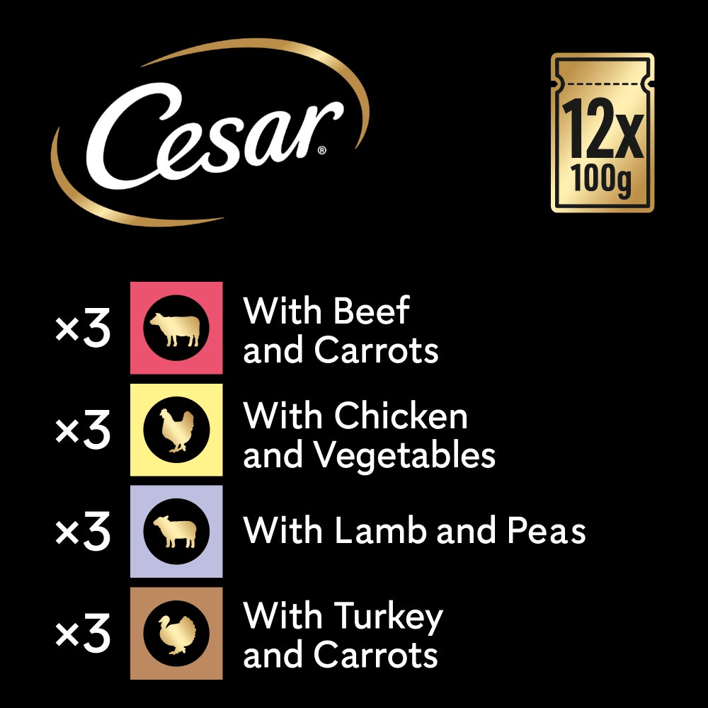 CESAR® Deliciously Fresh Dog Food Pouches Mixed Selection in Sauce - 6