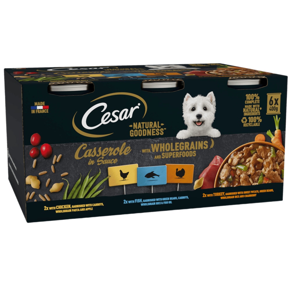CESAR® NATURAL GOODNESS™ Wholegrain Casserole Wet Dog Food Tins - 1