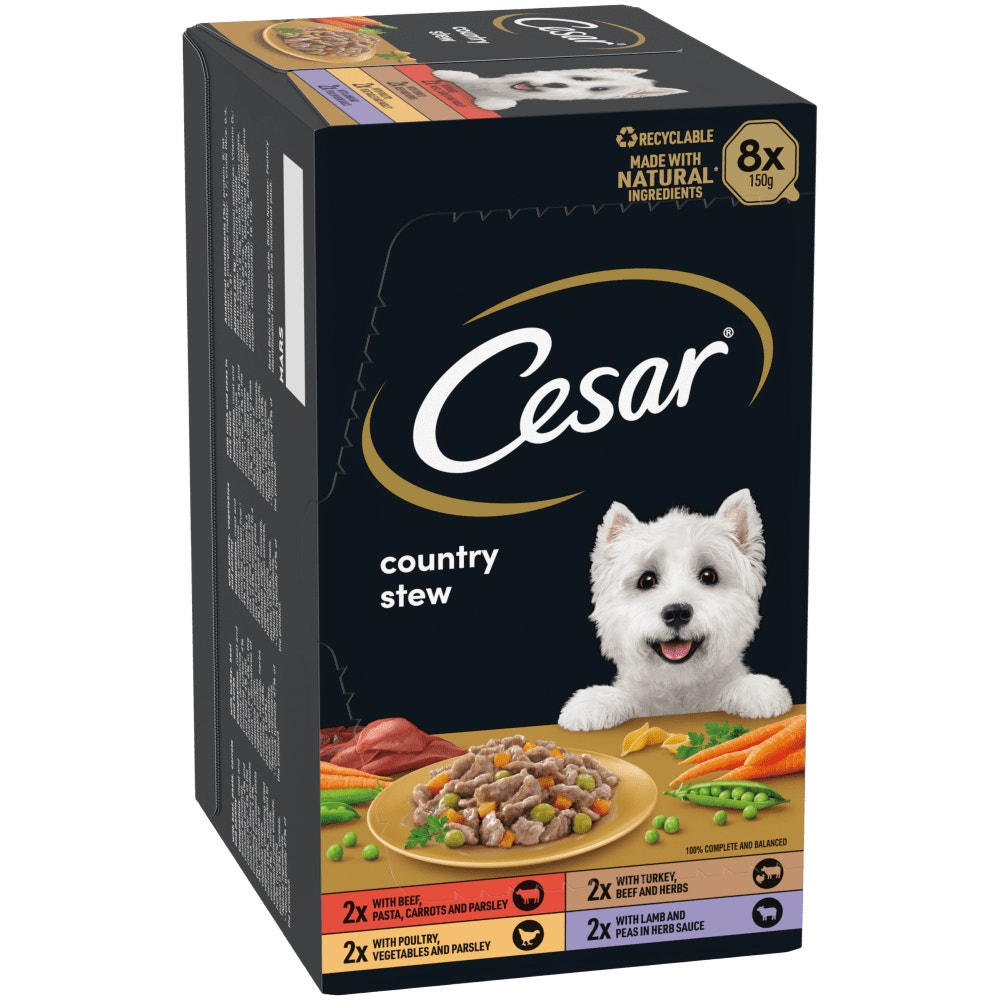 Cesar Country Stew Dog Food Tray Beef, Poultry, Lamb with Vegetables & Gravy 24x150g, 8x150g - 1
