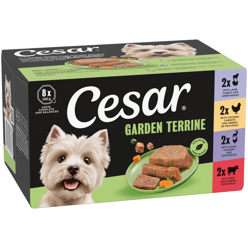 Cesar Garden Terrine Wet Dog Food tray Beef,Lamb,Poultry,Game Loaf 8 x 150g - 1