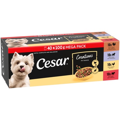Creations Dog Food Pouch Turkey, Lamb, Chicken, Beef with Vegetables in Sauce