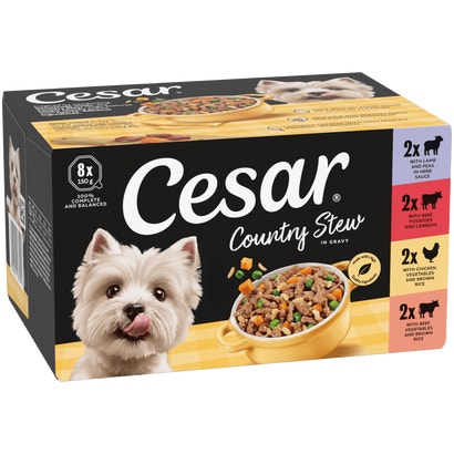 Country Stew Dog Food Tray Beef, Lamb, Chicken with Vegetables, Rice & Gravy