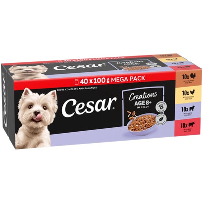 Creations Senior 8+ Dog Food Pouch Turkey, Chicken, Lamb, Beef with Rice in Jelly