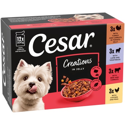 Creations Dog Food Pouch Turkey, Lamb, Chicken, Beef with Vegetables in Jelly
